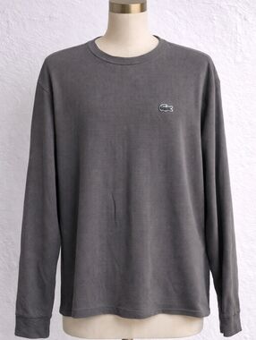 Lacoste Waffle Knit Long Sleeve Shirt Gray Logo Size L